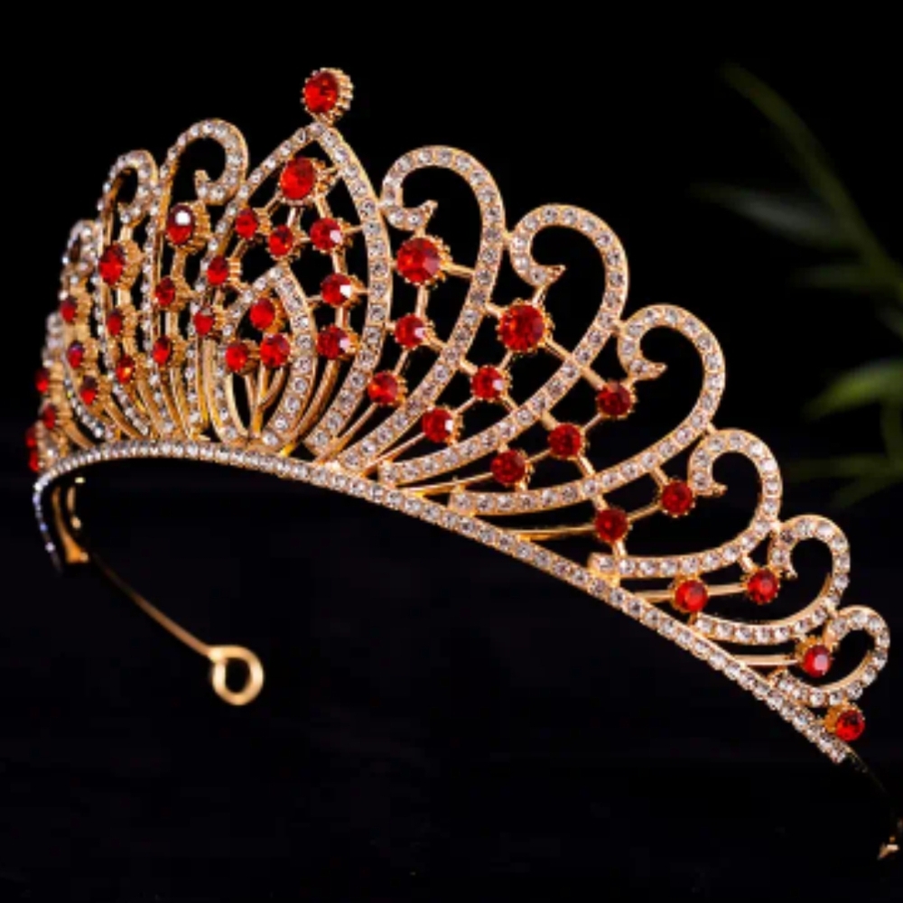 Gold Tiara with Red Gemstones